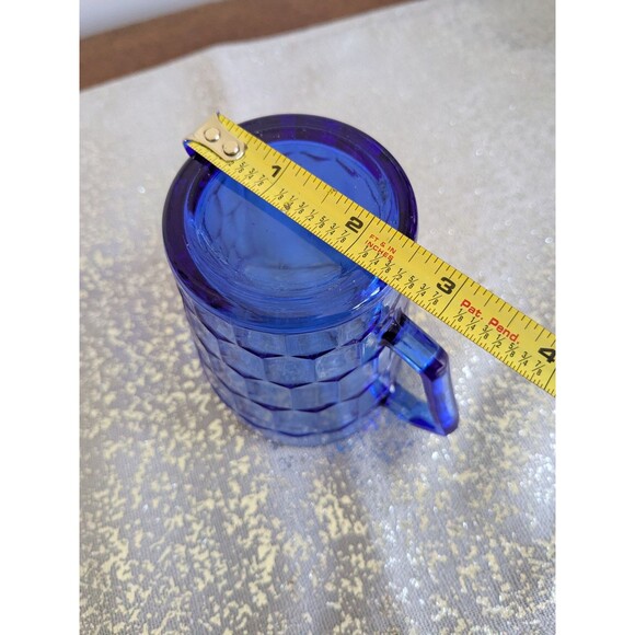 Vintage Shirley Temple 4.5” Tall Cobalt Blue Depression Glass Cream Pitcher 30s - Picture 9 of 9